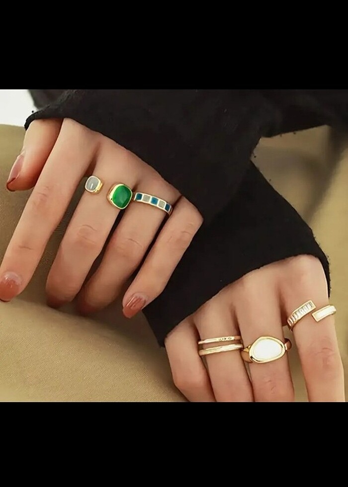 Y2K ITHAL RETRO YÜZÜK SETI - Görsel 2