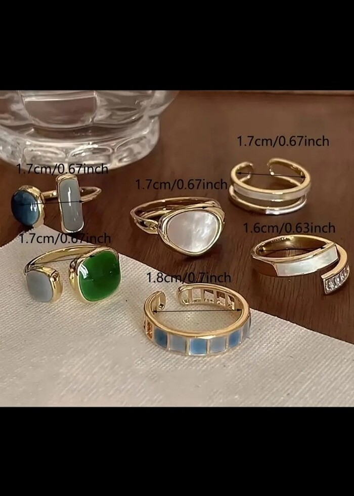 Y2K ITHAL RETRO YÜZÜK SETI - Görsel 3