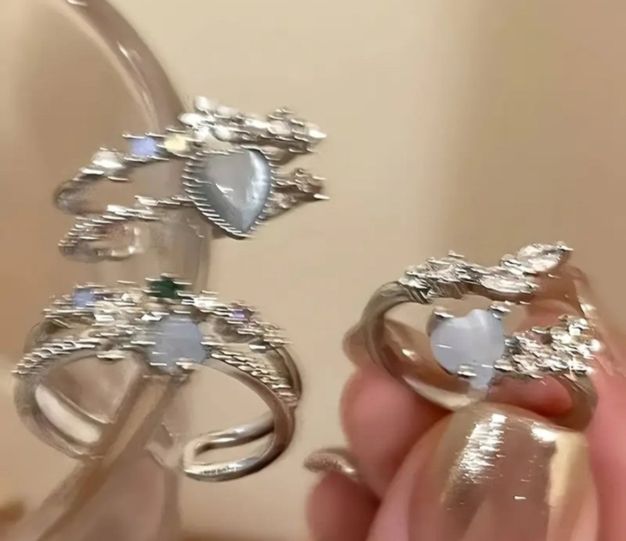 Mavi Taşlı İşlemeli Bohem Kadın Yüzükleri - Görsel 2