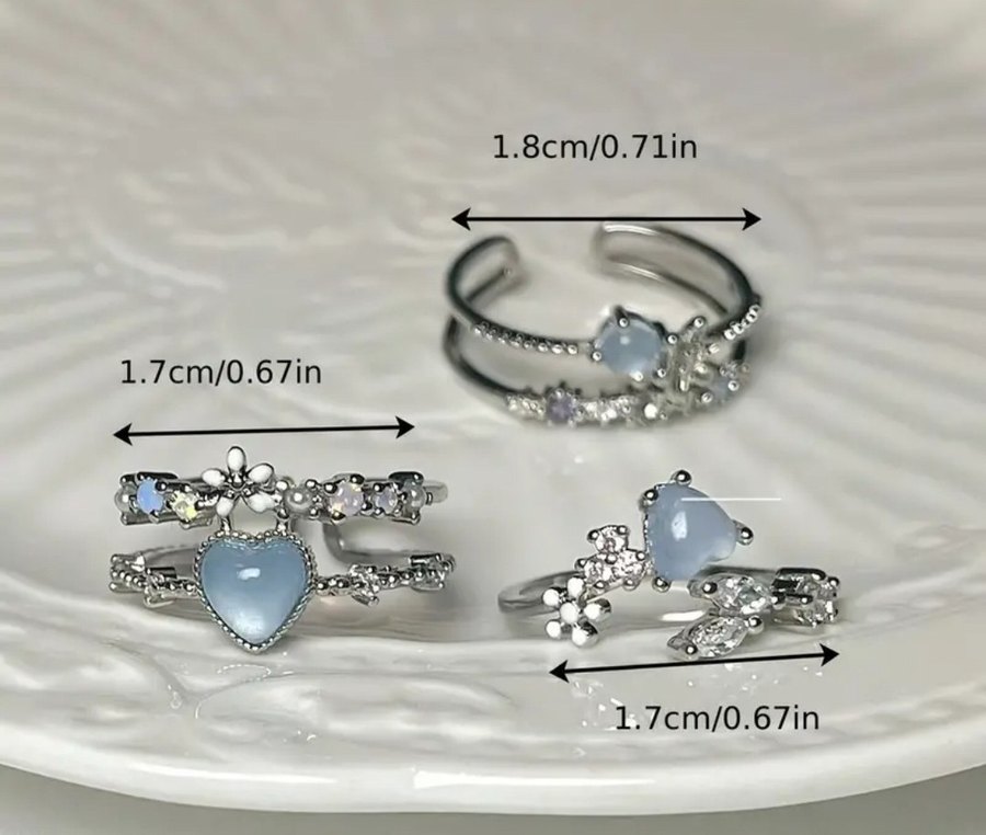 Mavi Taşlı İşlemeli Bohem Kadın Yüzükleri - Görsel 3