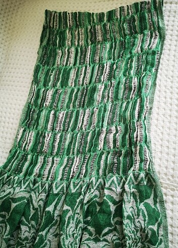 Yeşil desenli uzun şal - Görsel 7