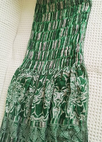 Yeşil desenli uzun şal - Görsel 8