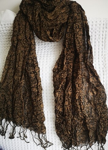 Kahverengi şık uzun şal - Görsel 5