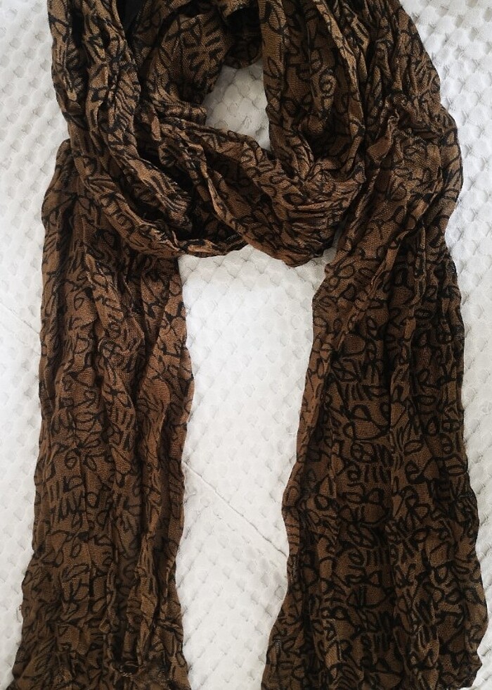 Kahverengi şık uzun şal - Görsel 3