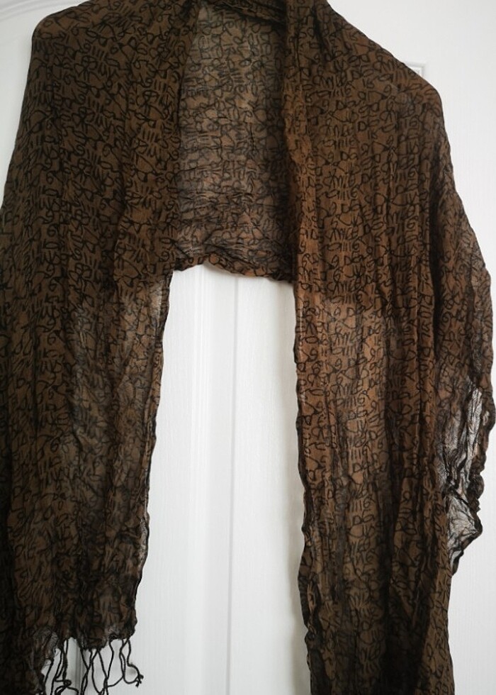 Kahverengi şık uzun şal - Görsel 2