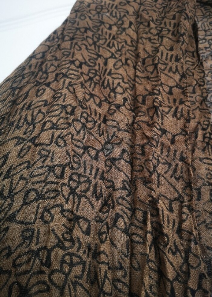 Kahverengi şık uzun şal - Görsel 4