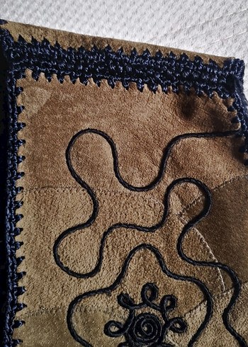 Vintage el yapımı nakışlı kadın süet yelek - Görsel 2