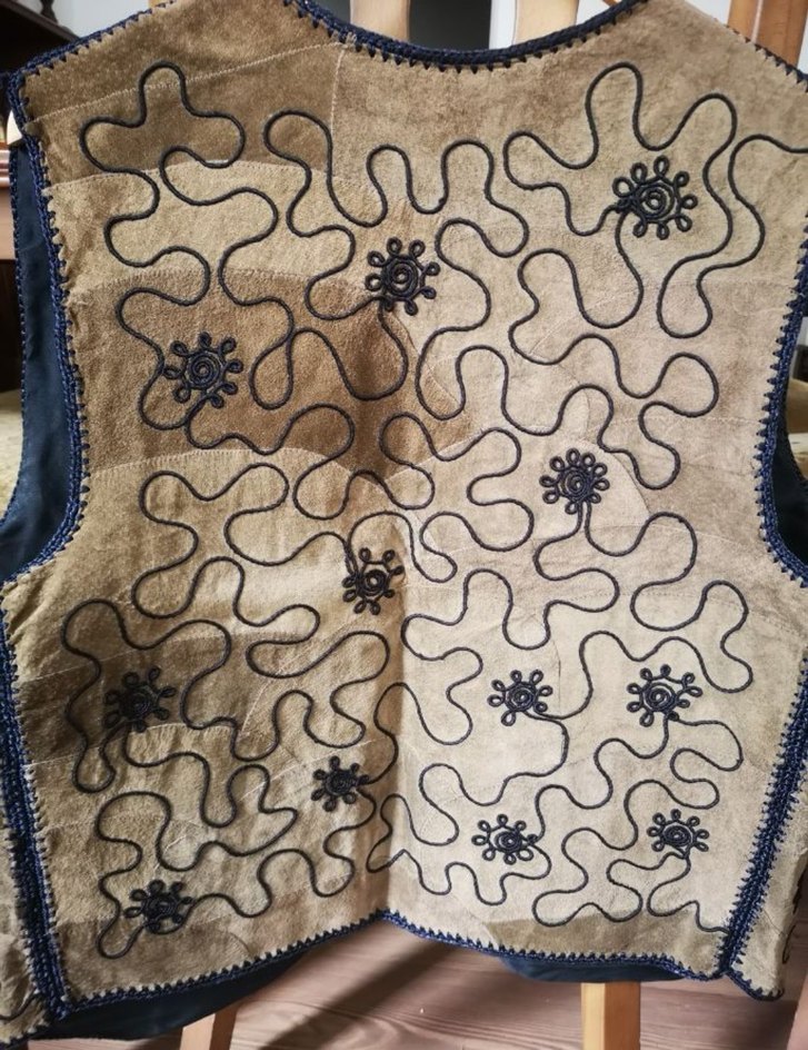 Vintage el yapımı nakışlı kadın süet yelek - Görsel 5