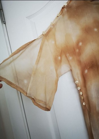 Batik görünümlü uzun şeffaf tunik - Görsel 2