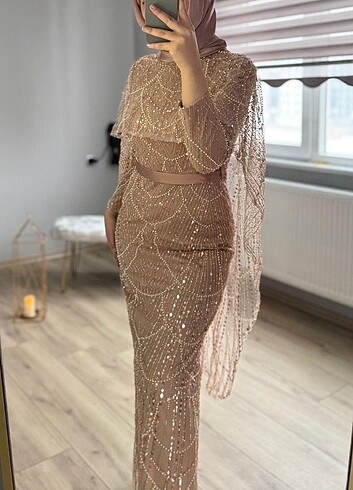 Somon rengi abiye  - Görsel 3