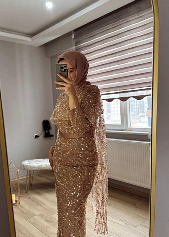 Somon rengi abiye  - Görsel 2