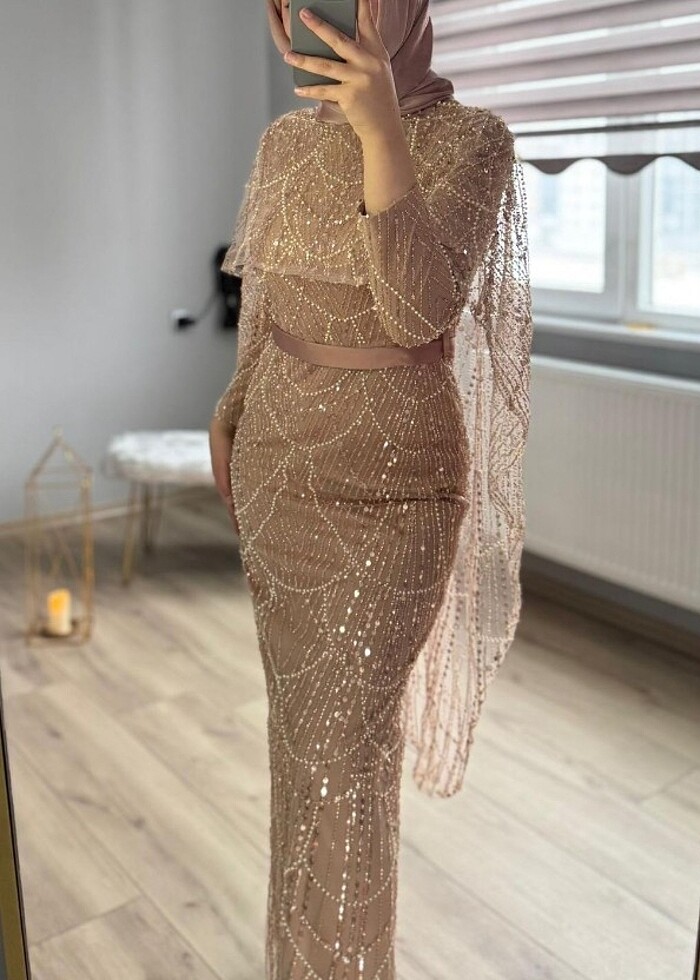 Somon rengi abiye  - Görsel 3