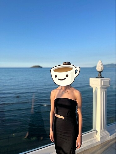 xs Beden Zara Siyah Straplez Midi Elbise