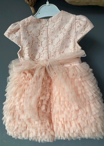 Kız Çocuk Pembe Fırfırlı Klasik Elbise - Görsel 2