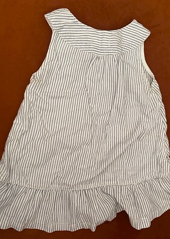 Kız Çocuk Kolsuz Çizgili Keten Elbise - Görsel 2