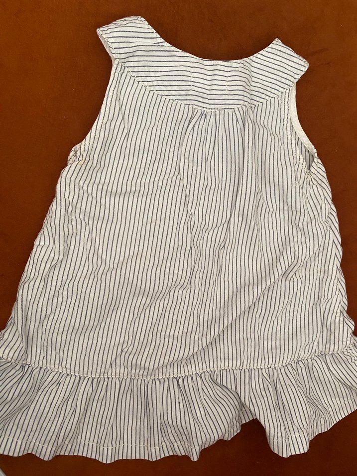 Kız Çocuk Kolsuz Çizgili Keten Elbise - Görsel 2