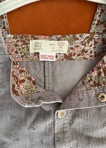 Kız Çocuk Gri Kot Nakışlı Elbise - Görsel 3