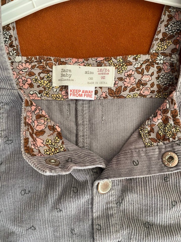 Kız Çocuk Gri Kot Nakışlı Elbise - Görsel 3