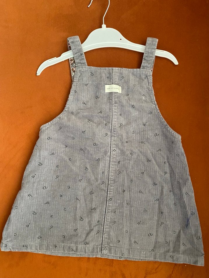 Kız Çocuk Gri Kot Nakışlı Elbise - Görsel 2