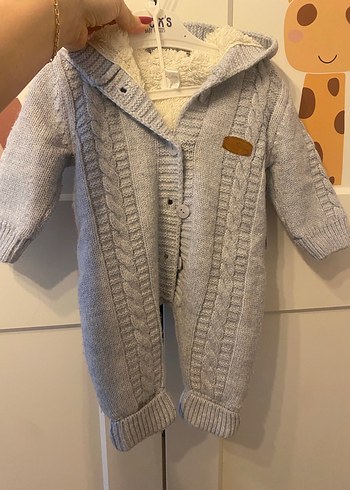 Gri Örgü Bebek Erkek Tulumu - Görsel 2