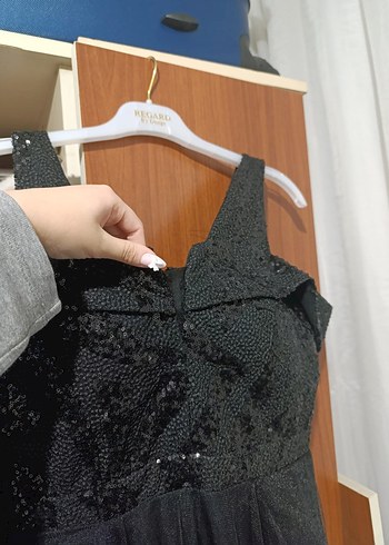 Diğer Drapeli Siyah Uzun V Yaka Gotik Abiye Elbise
