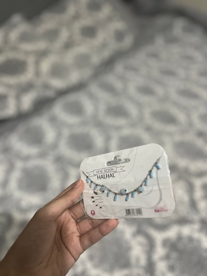 Boncuklu Turkuaz Halhal Ayak bilekliği - Görsel 2