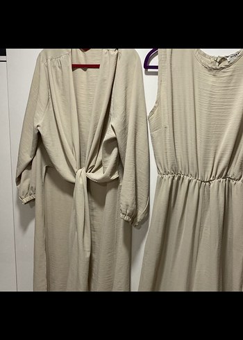 46 Beden ten rengi Renk tulumlu ikili set