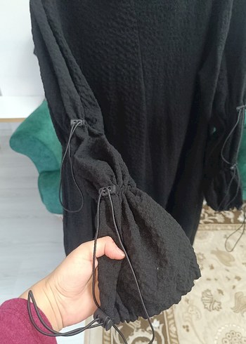 38 Beden H4 Uzun Siyah Kadın elbise