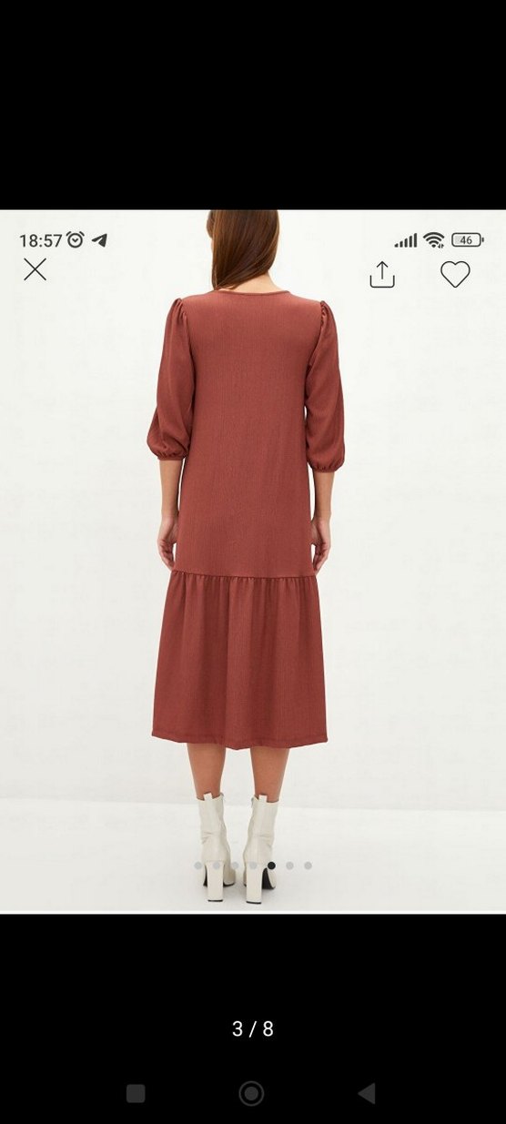 Düğmeli V Yaka Kahverengi Hamile Elbisesi - Görsel 3