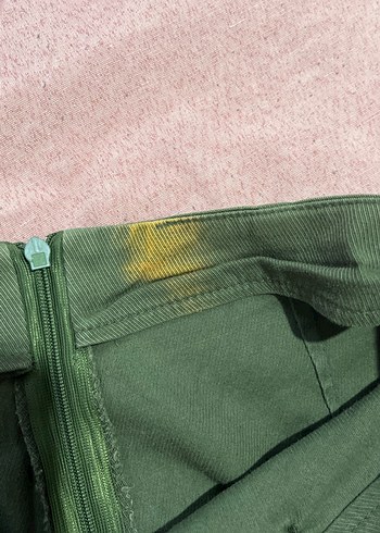 Düğmeli Yeşil Kadın Kumaş Midi şort etek - Görsel 4