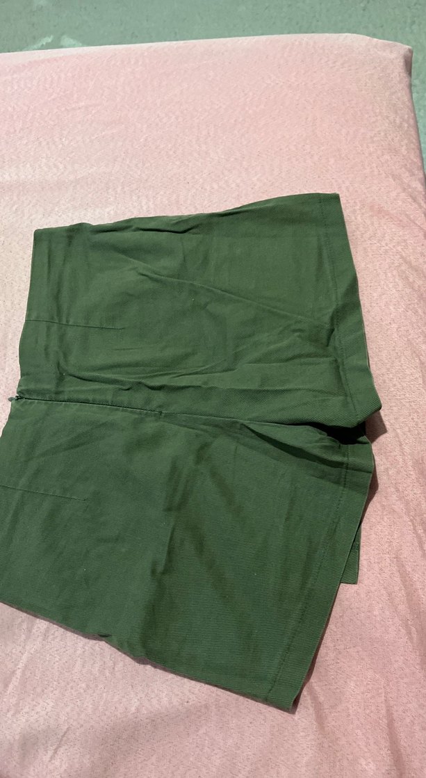 Düğmeli Yeşil Kadın Kumaş Midi şort etek - Görsel 2