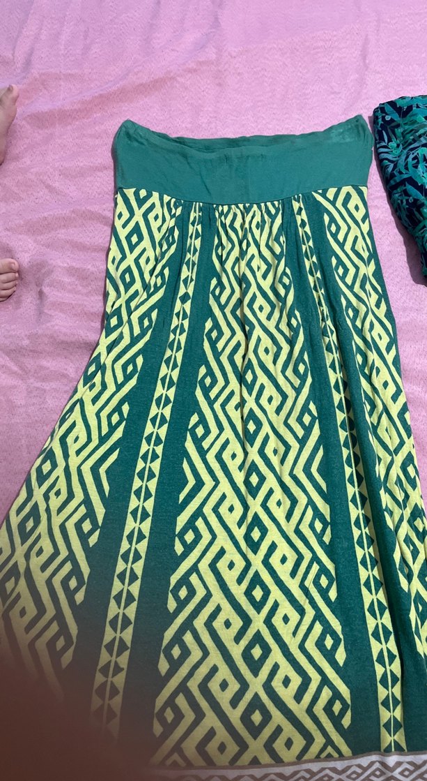 Renkli Desenli Bohem bershka straplez elbise - Görsel 3