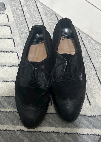 Siyah Rugan Kadın Stiletto Oxford Ayakkabı - Görsel 2