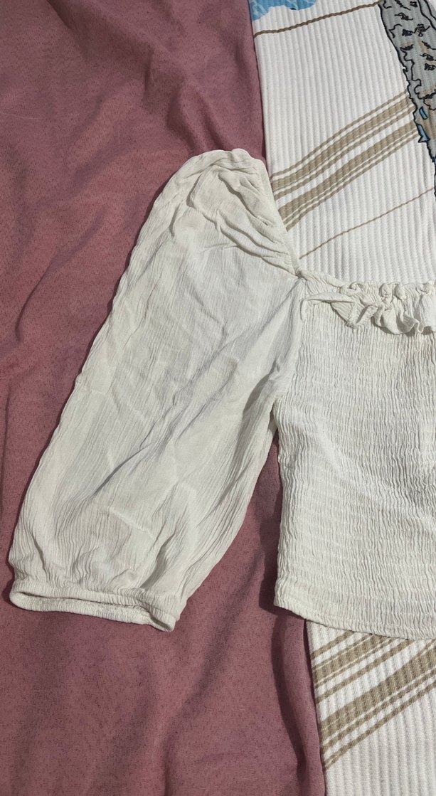 Beyaz Keten Bohem Uzun Kollu Bluz - Görsel 3