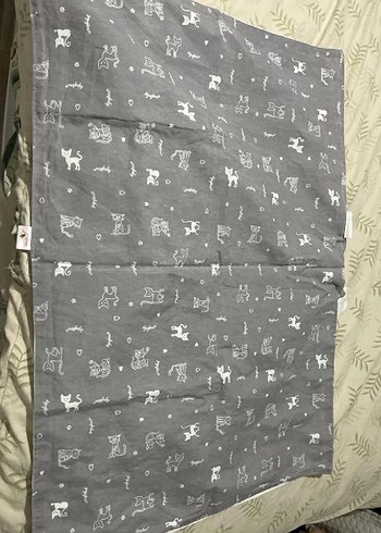 Gri Kedi Desenli Bebek puset Minderi ve örtüsü - Görsel 4