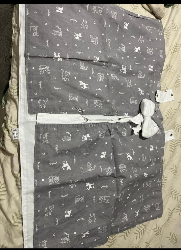 Gri Kedi Desenli Bebek puset Minderi ve örtüsü - Görsel 3