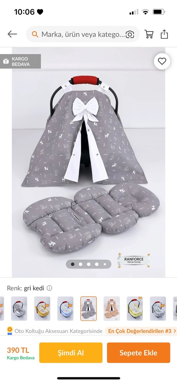 Gri Kedi Desenli Bebek puset Minderi ve örtüsü - Görsel 2