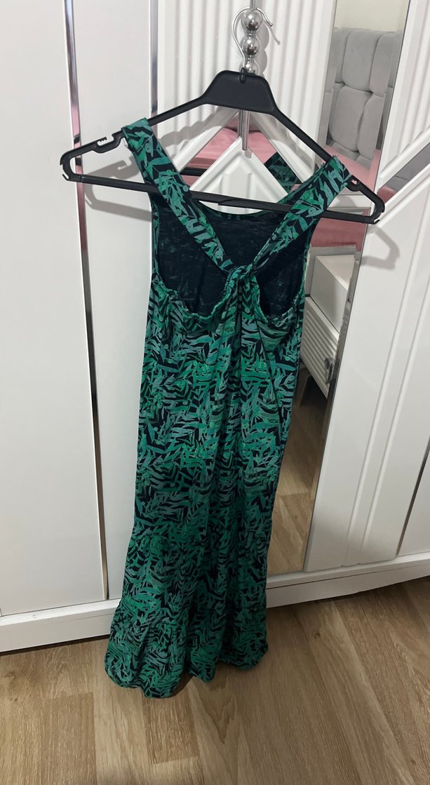 Yeşil Bağlamalı Uzun Bohem Elbise - Görsel 2