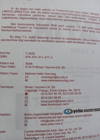 SIFIR MÜHENDİSLER İÇİN MEKANİK STATİK Kitabı - Görsel 2