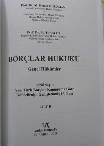 Sıfır Borçlar Hukuku Genel Hükümler Cilt 2 - Görsel 3