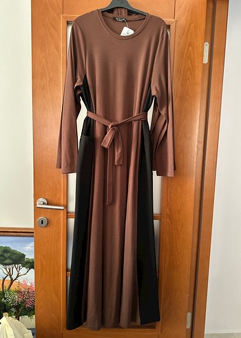 Bordo Siyah Uzun Kollu Gotik Elbise - Görsel 5