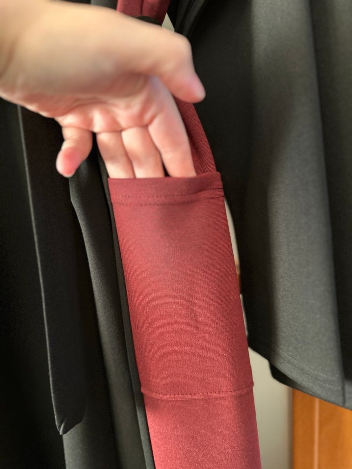 Bordo Siyah Uzun Kollu Gotik Elbise - Görsel 4