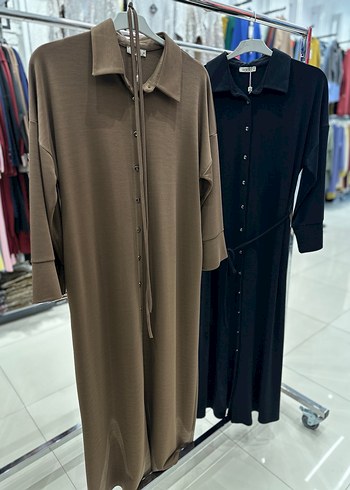 Uzun Kollu Kuşaklı Kadın Elbise..  tiril tiril bir Lacos kumaş - Görsel 2