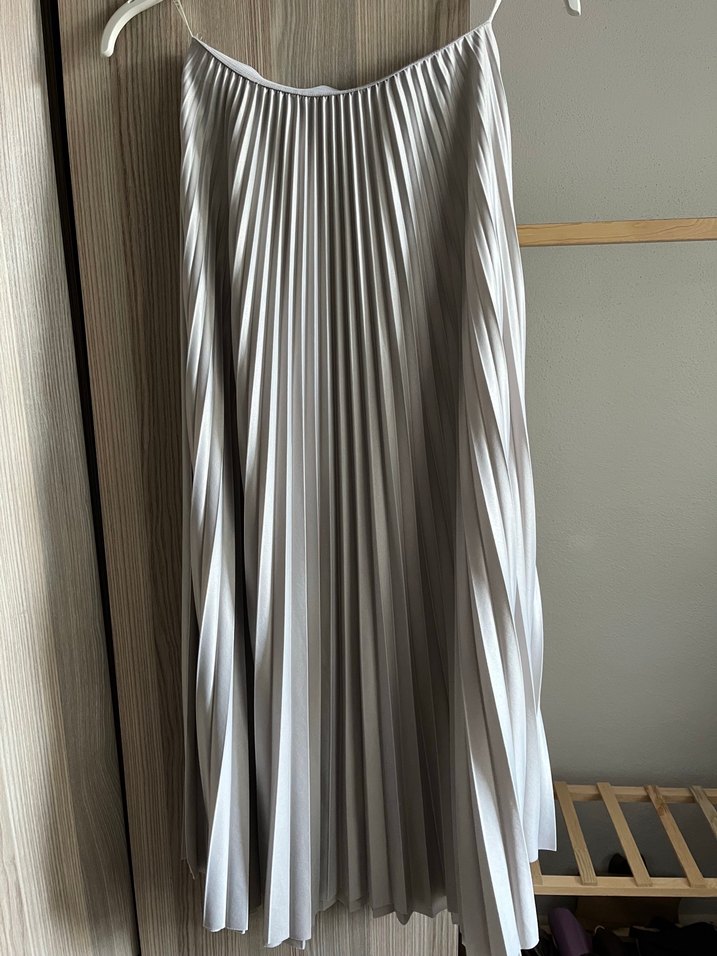 Gri Pliseli Midi Etek - Görsel 2