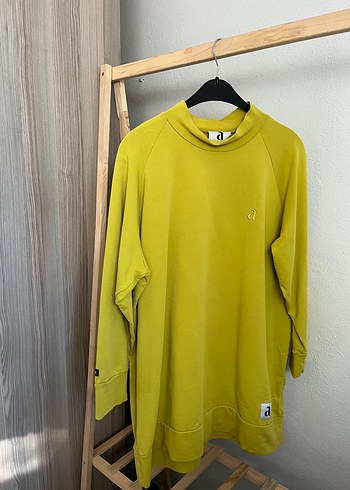 Diğer Yağ yeşili Kadın Sweatshirt, Bisiklet Yaka, Rahat Kesim