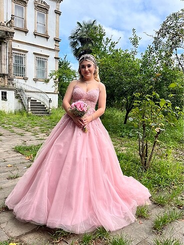 m Beden pembe Renk Nişanlık elbise