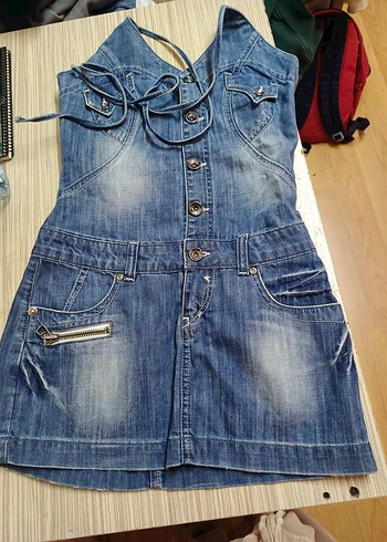 made in italy vintage denim mini elbise Y2K tarzı - Görsel 2