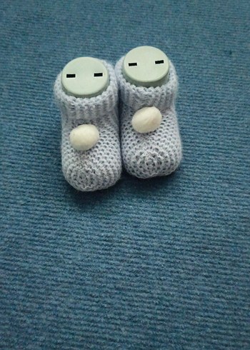 Diger Gri Örgü Erkek Bebek Patik - Görsel 3