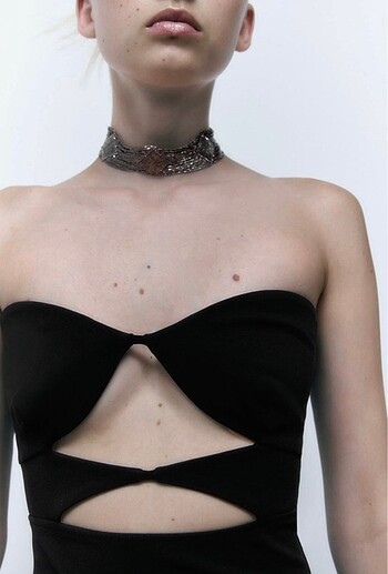 Zara pencere detaylı strec elbise