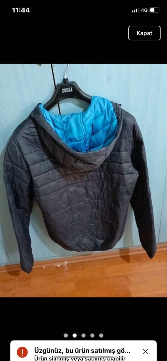 Mavi Erkek Kapüşonlu Fermuarlı Mont - Görsel 2